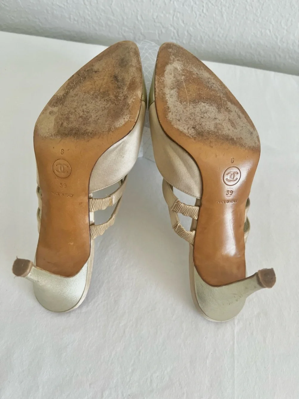 Chanel Dual Strap Satin Mules Vintage